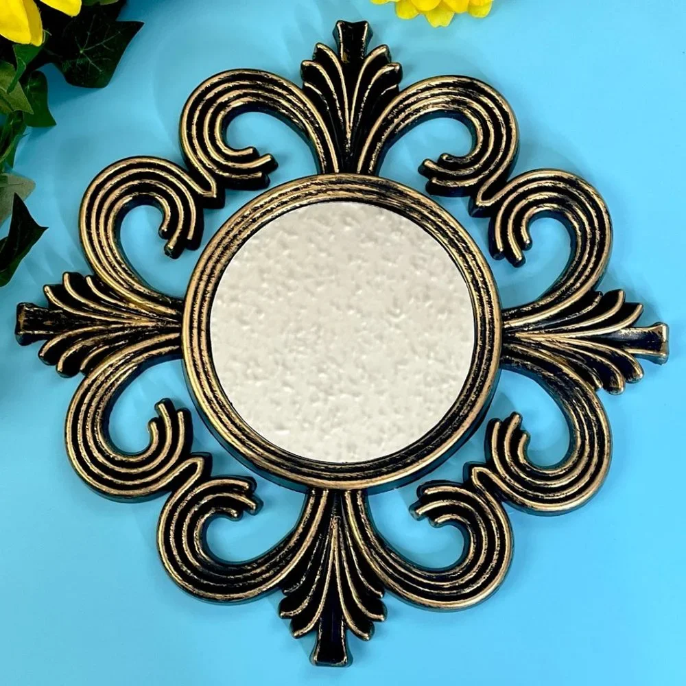 Rustic Decorative Mirror Antique Look Brushed Gold‎ Finish Home Wall Decor
